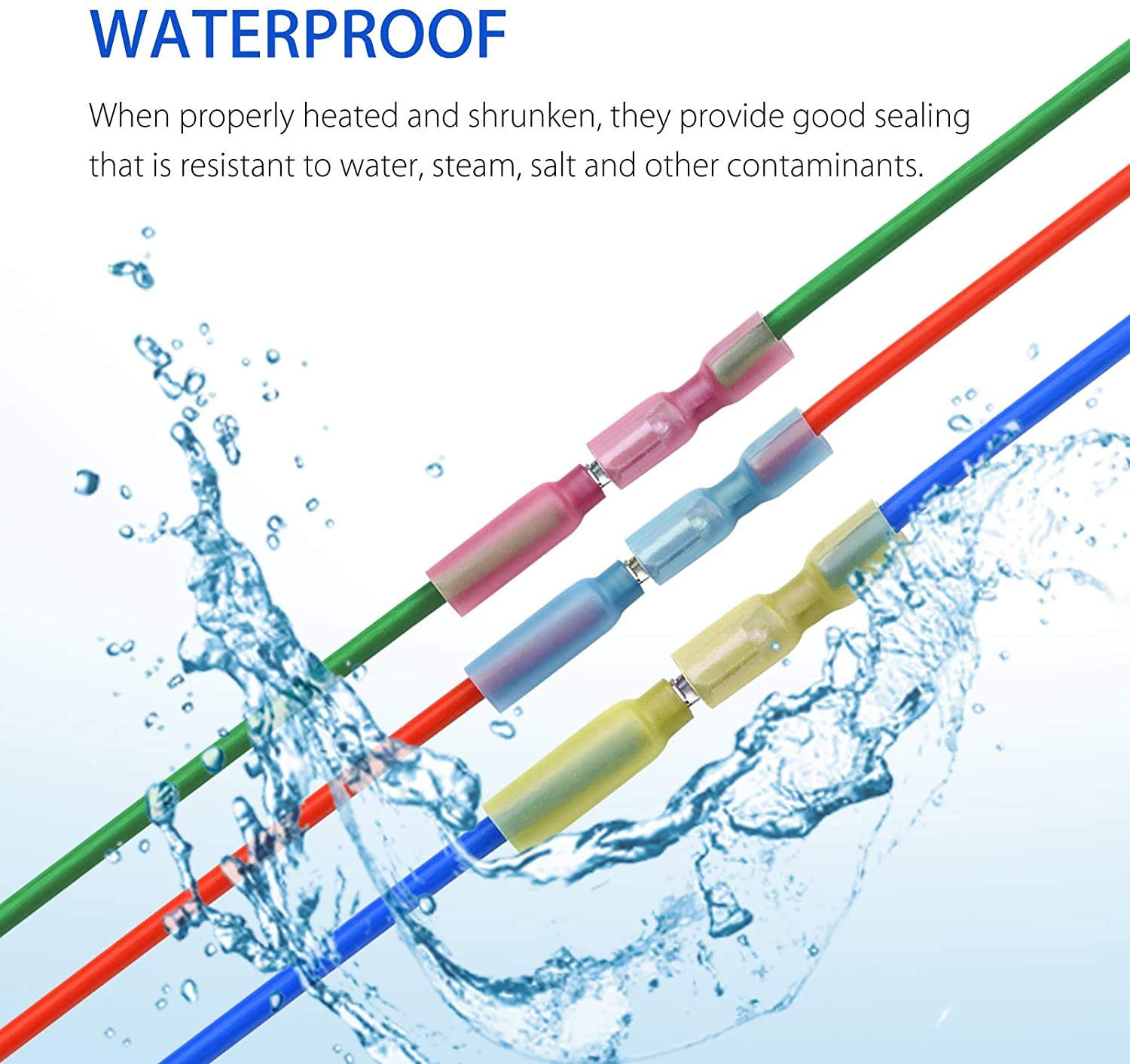 Marine Electrical Connectors 150PCS Heat Shrink Bullet Connectors - Red  Blue Yellow Wire Connector Kit Marine Crimp Connectors, image size:1500x1412