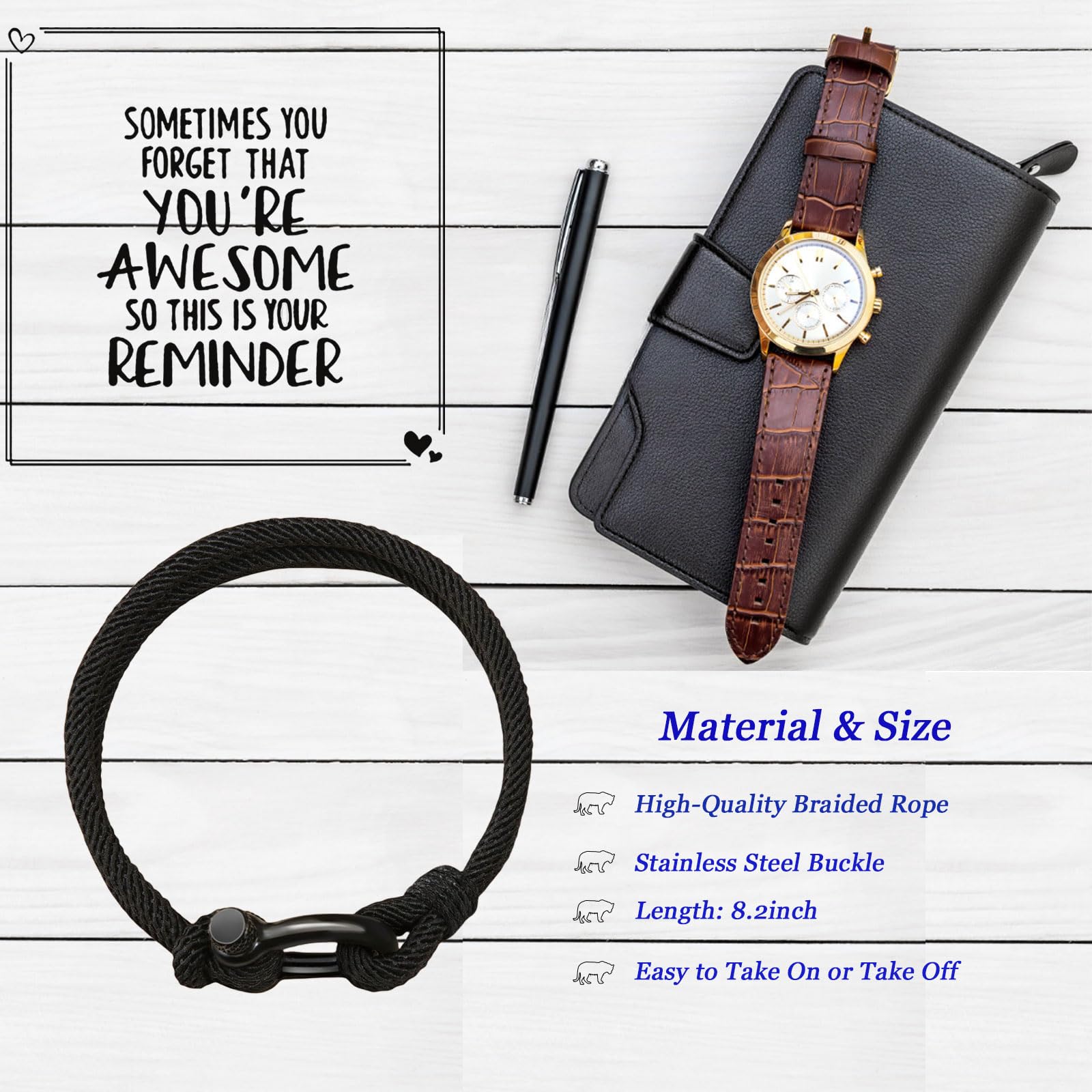 Pulsera de cuerda trenzada, regalo inspirador para adolescentes y hombres, perfecta para hijo, nieto, sobrino, hermano, amigo, cumpleaños, San Valentín, graduación, vuelta a la escuela, Navidad