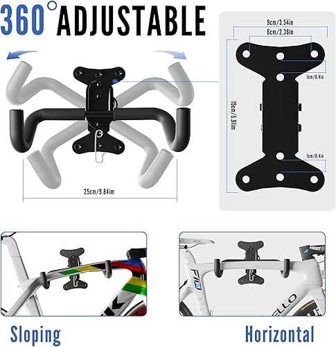 Miniatura 4 de Soporte de pared para bicicleta, estante horizontal ajustable para almacenamiento de bicicletas para garaje y hogar, soporte de gancho de metal para
