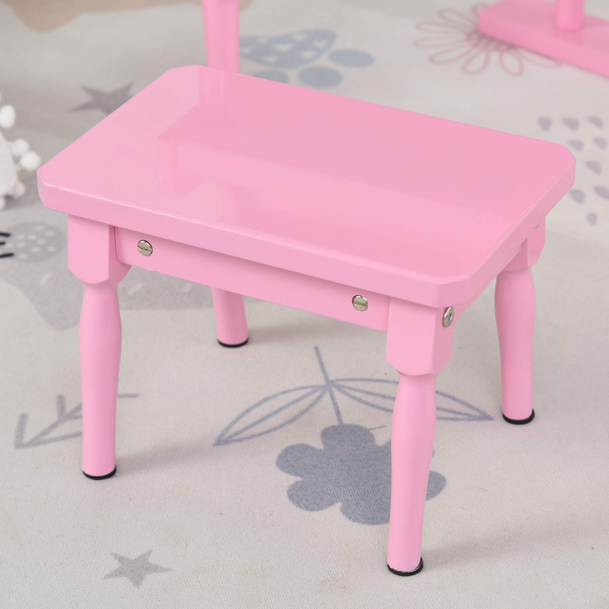 HOMCOM Piano mit Schwanzstück für Kinder, aus Holz, 30 Tasten, Hocker, MDF, Rosa | Klaviertastatur für Kinder, Musikinstrument