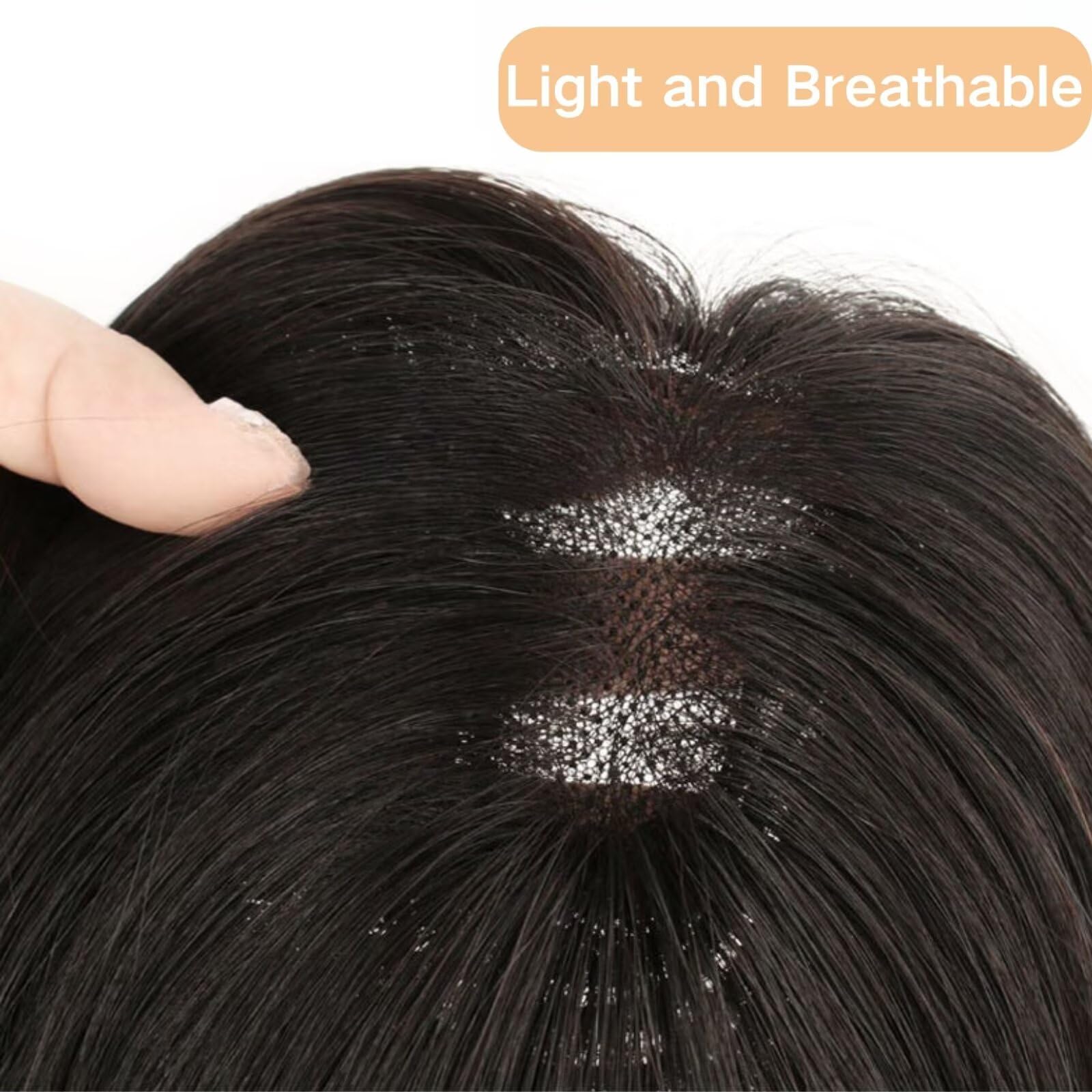 RUNRAYAY 10Inch Bangs Hair Clip in Bangs Hair Toppers for Women with Bangs Real Human Hair Clip On Bangs for Women Wispy Fack Bangs 360°Cover Lace Topper Bangs for Daily Wear Light Brown - Image 3