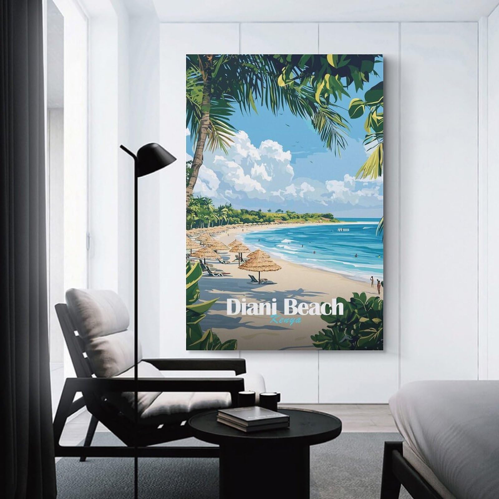 Junmoney Diani Beach Kenya Canvas Wall Decor, 24x36inch(60x90cm), for Lounge Decor, Bedroom Walls Or Flats, Eye Catching Artwork for Blank Walls