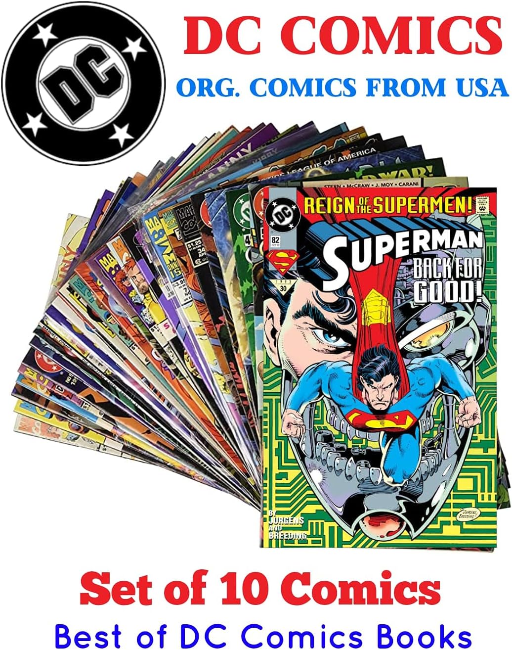 Set of 10 Comics Books by DC | Batman, Superman, Justice League, Titans, Green Lantern | Assorted Collection