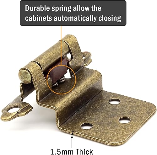 Miniatura 6 de Bisagras de latón antiguo para puerta de armario de cocina, paquete de 6 (3 pares) bisagras ocultas de cierre automático para puertas de gabinete