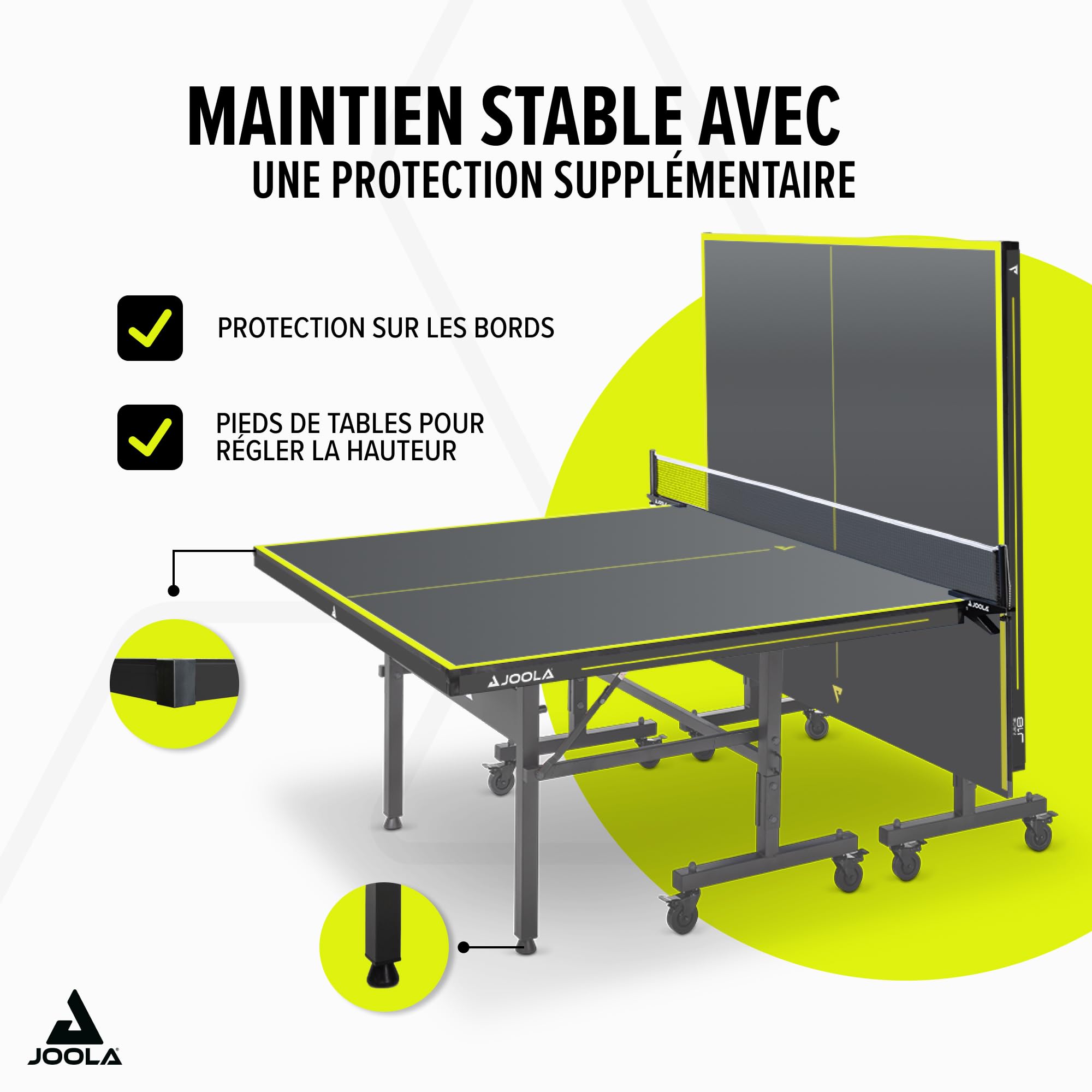 JOOLA Table de ping-Pong Inside J18 - Table de ping-Pong intérieure Pliable - Montage Rapide avec Filet - Gris - 274 x 152,5 x 76 cm