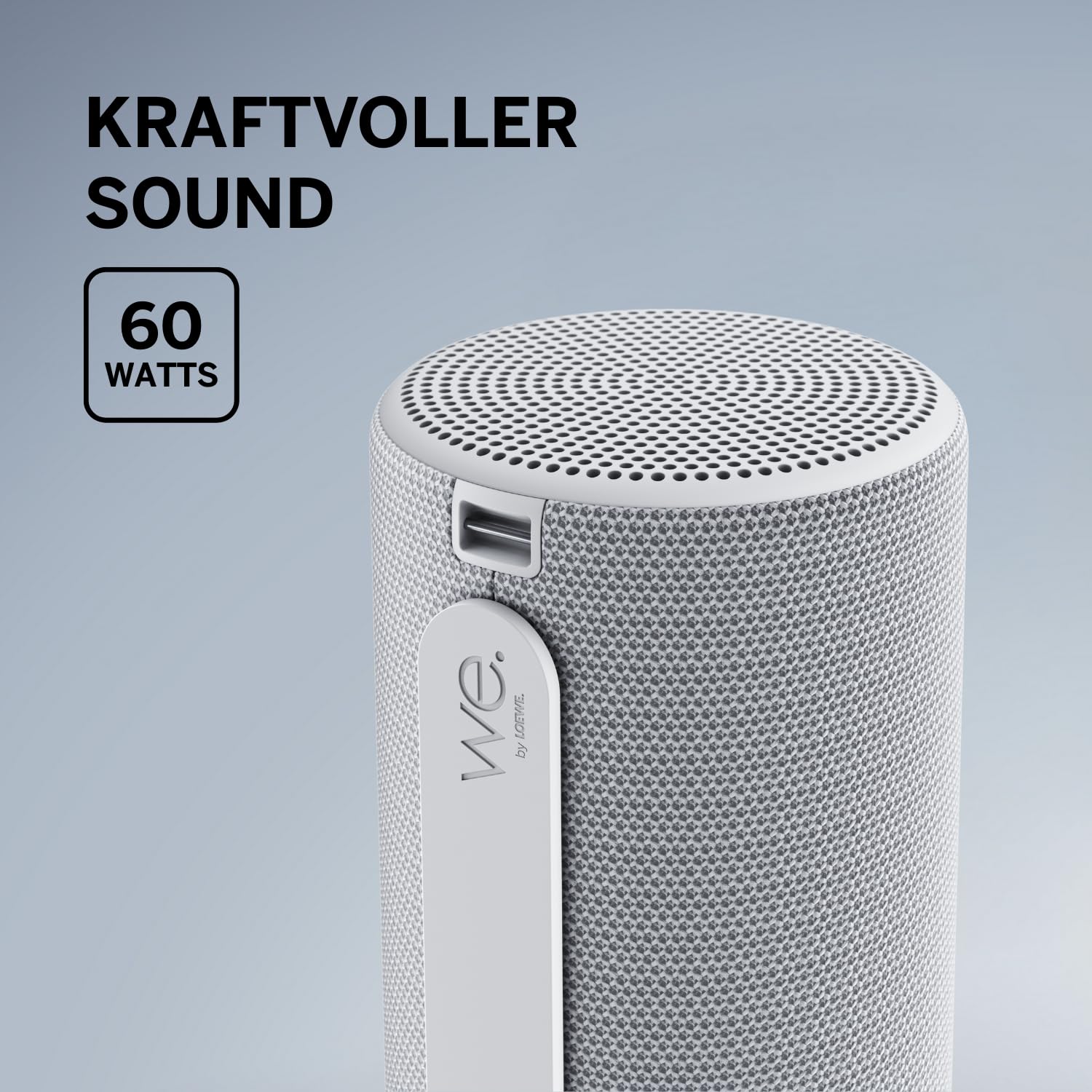 Loewe We. HEAR 2 Cool Grey, Bluetooth Lautsprecher, 60W, Wasserresistent, Tragbar, Aufladbar, 17h Lange Akku Laufzeit, für Outdoor und Indoor