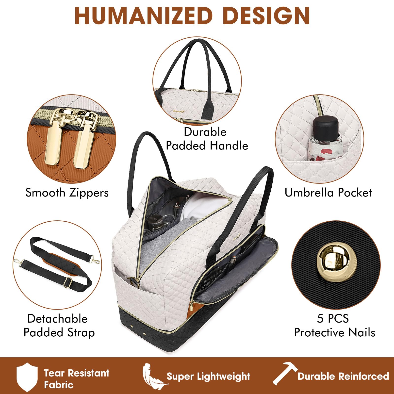 Travel Duffle Bag Weekender for Women - Carry-On Overnight Bag Personal Item Bag with Shoe Compartment & Wet Pocket Large Weekend Tote Bags with Toiletry Bag Hospital Bags for Labor and Delivery view 3
