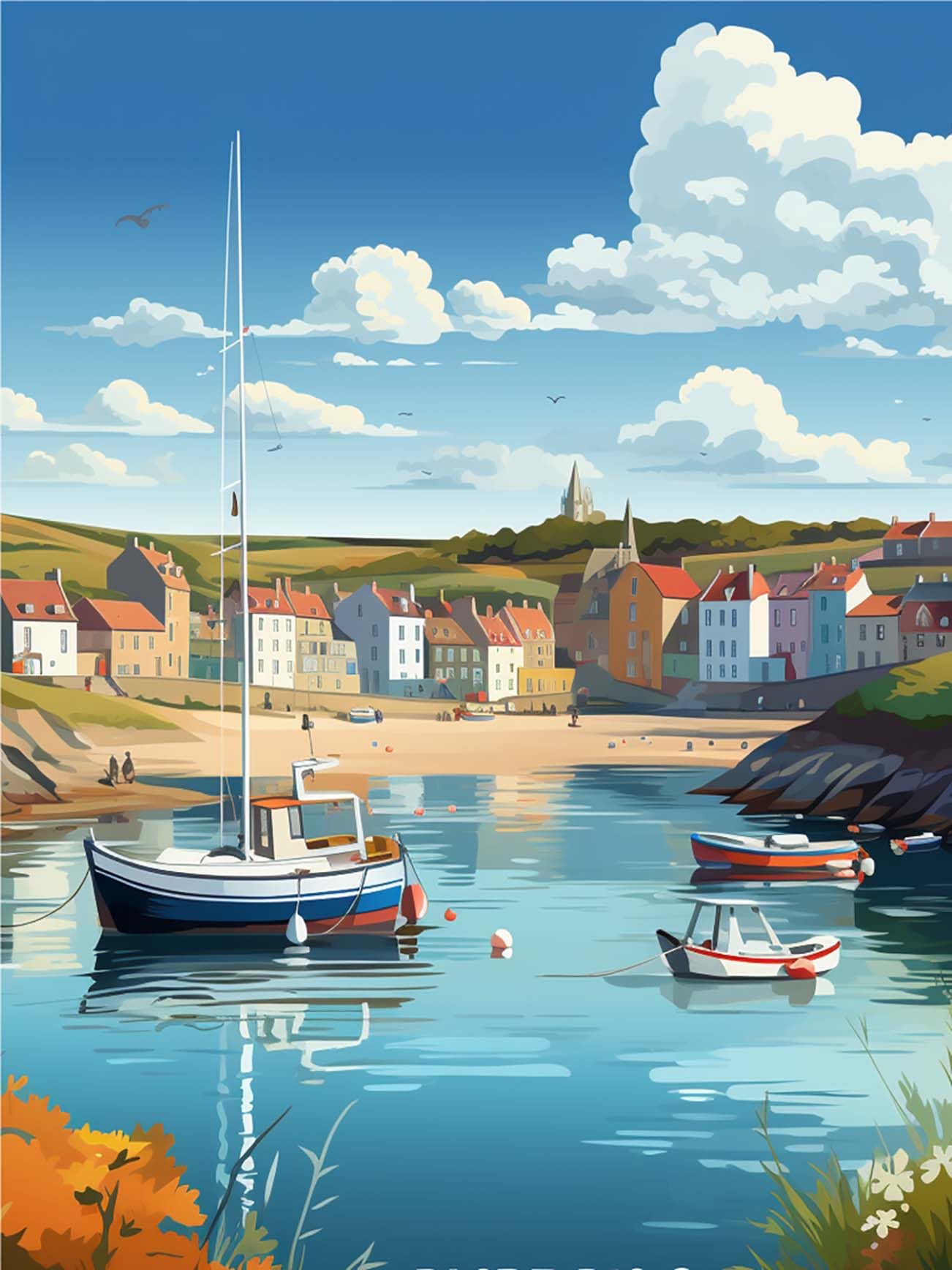 Ginfonr5D DIY Diamond Painting Country Boat by Number Kits Full Drill for Adults, Paint with Diamonds Art Landscape Cross Stitch Embroidery Rhinestone Craft for Home Wall Decor 12x16 Inch