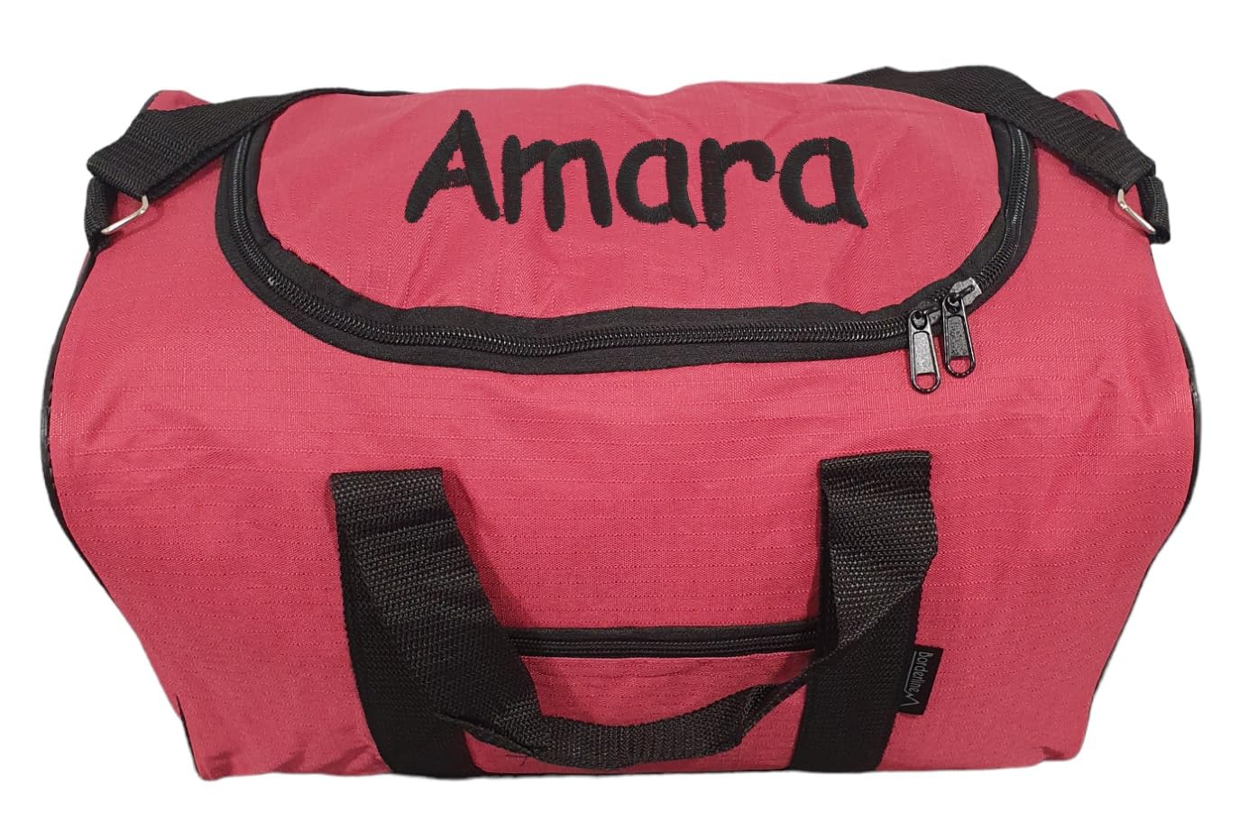 Personalised Holdall Duffle Gym Bag Gymnastics Sport Travel Duffel Cabin Hand Luggage (Pink/Black Trim)