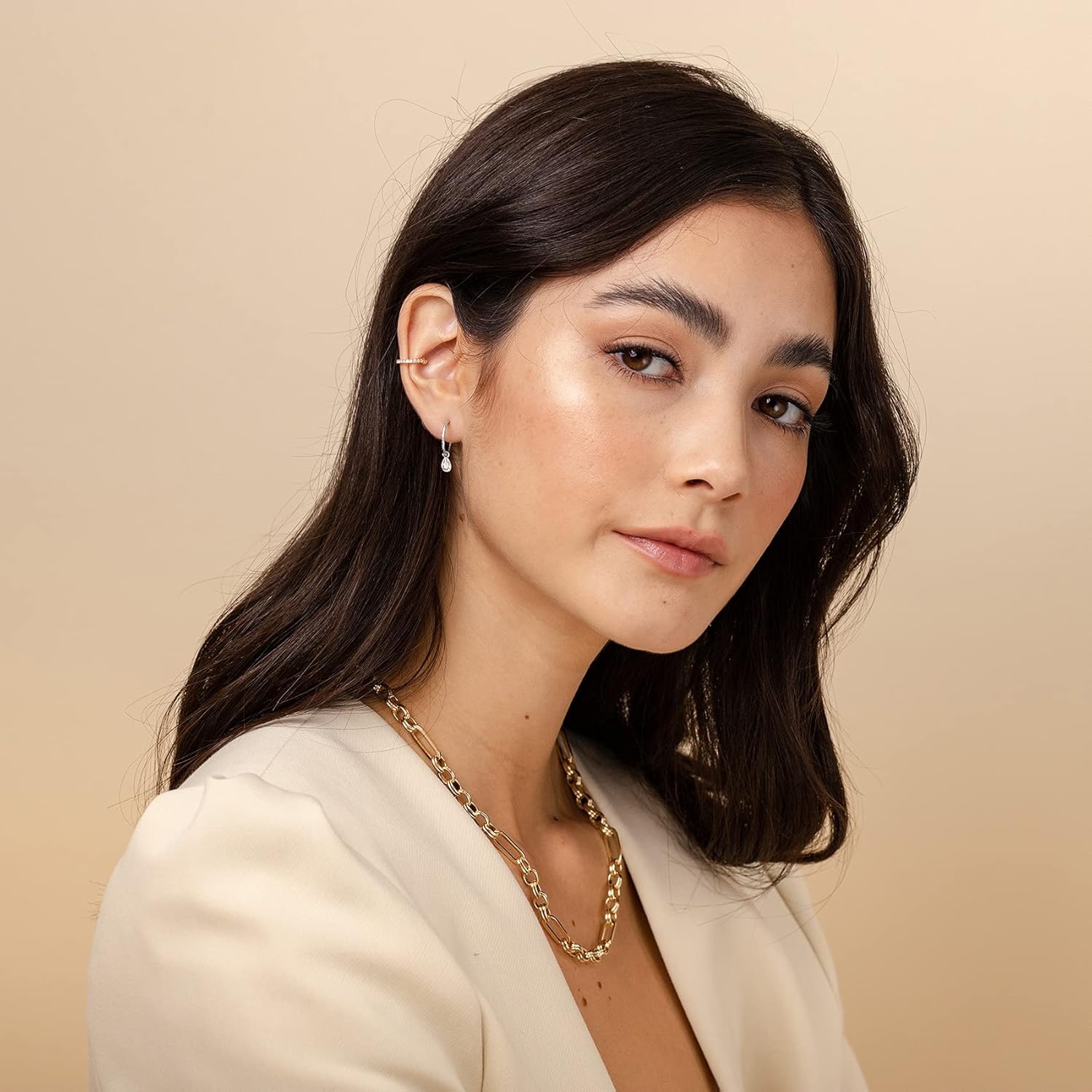 PAVOI 14K Gold Plated 925 Sterling Silver Post Huggie With Dangle | Butterfly, Evil Eye, Hamsa, Pearl Hoop Earring For Women | Trendy Dangle Hoop Earrings - Image 4