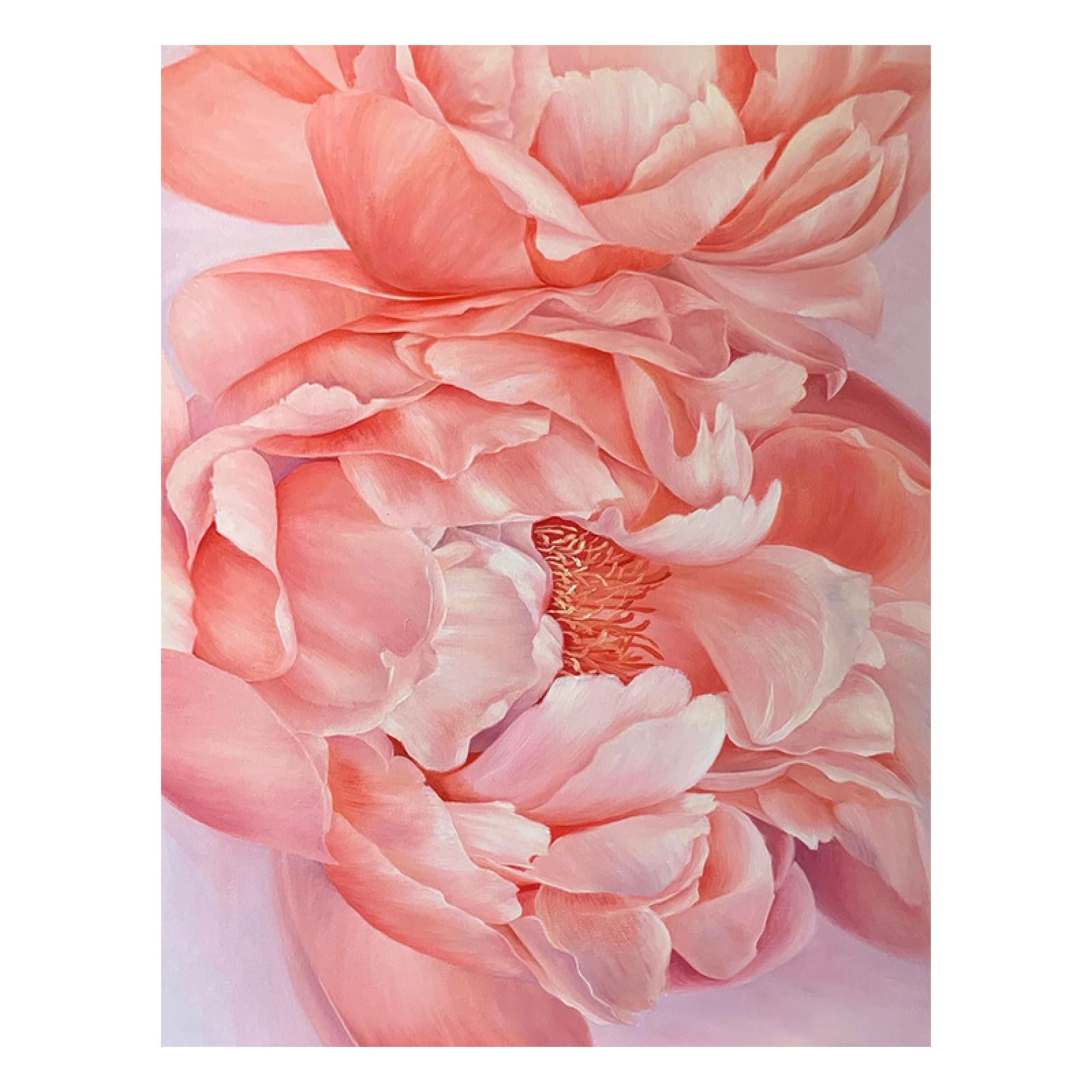 Peinture à l'huile pivoine rouge grand format pour habiller un grand mur vide sans cadre