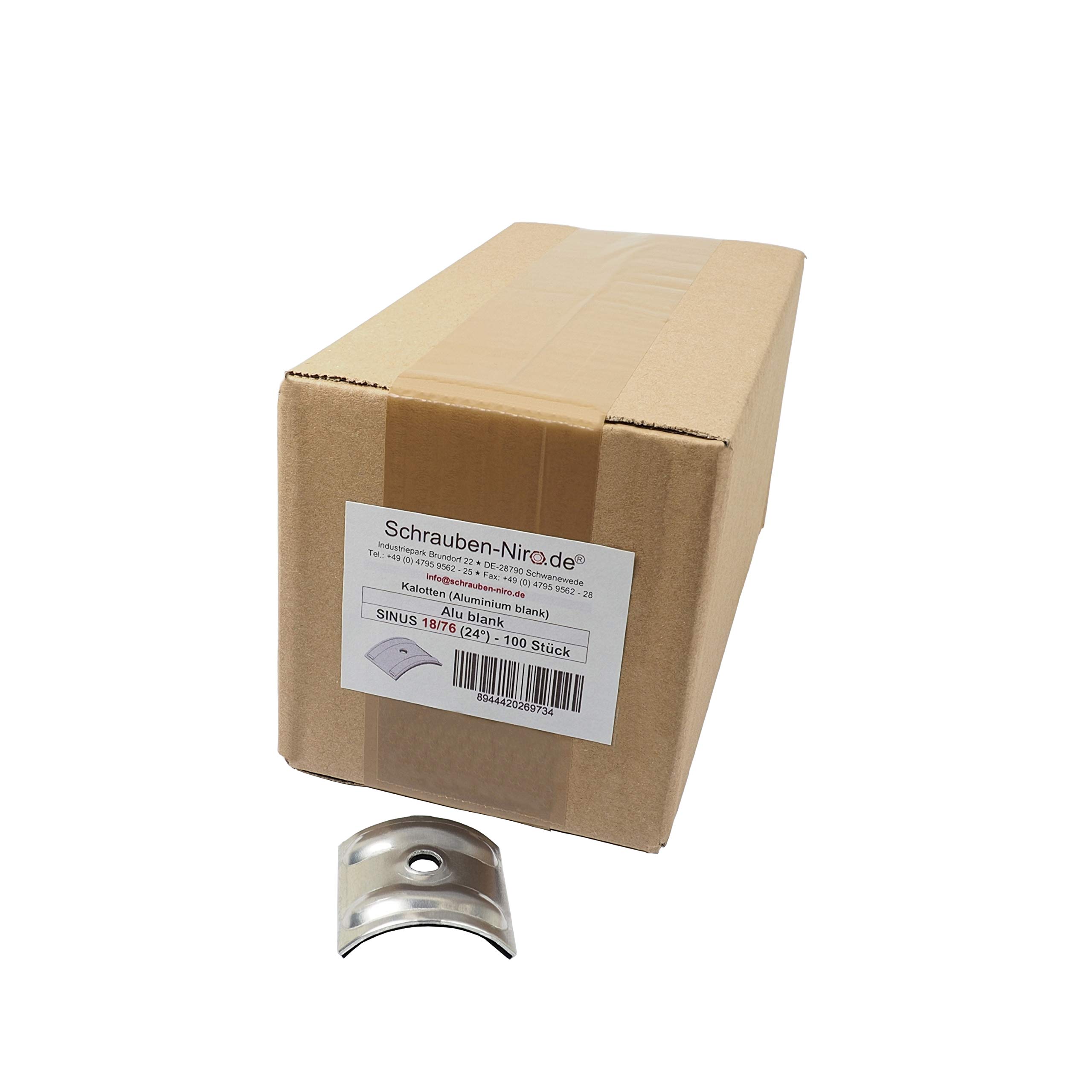 200 Kalotten blank Aluminium 24° für Sinus Profil 76/18 Wellplatten Lichtplatten