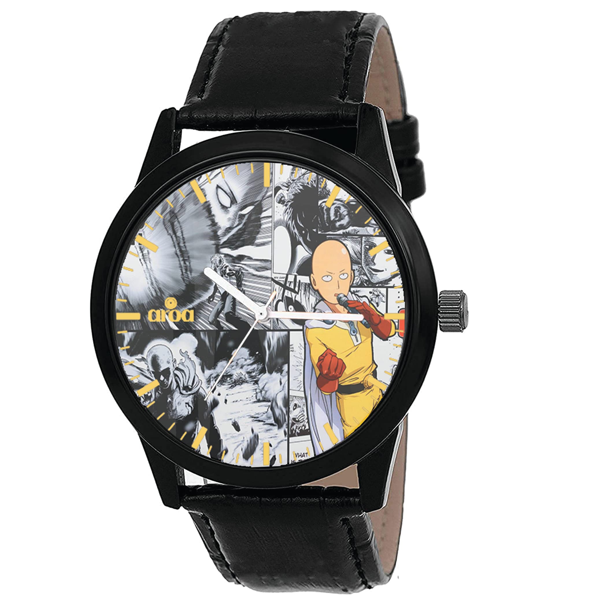 AROA Watch New Watch for One Punch Man Comical Background Black Metal Type Analog Black Strap Watch White Dial for Men Stylish Watch for Boys (B0C1JTQ9F4) Amazon Price History, Amazon Price Tracker