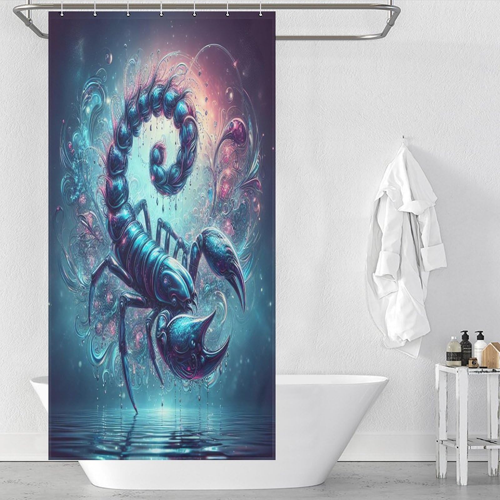 Rideau de douche étanche 92x183 cm pour rideau baignoire et salle de bain avec crochets