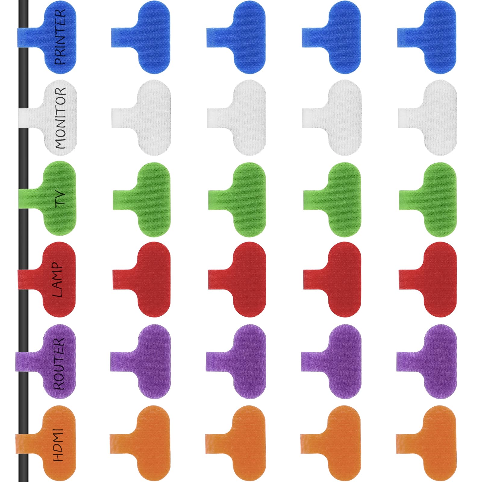 30PCS Multi-Color Cable Labels Write On Cord Labels Self Adhesive Wire Label Cord Label, Reusable Cable Tags for Organizing Wires and Identification 6 Colors 38 x 16mm