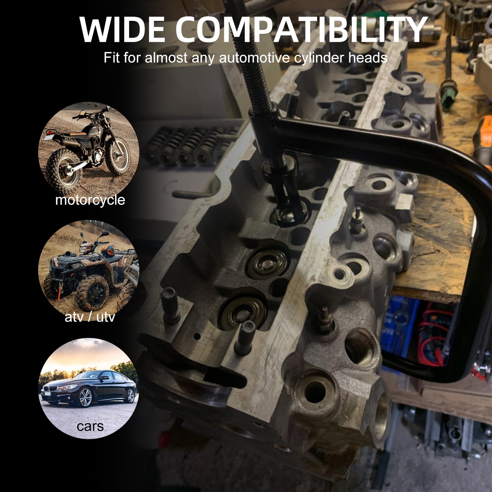 BOOMSTART Compressore Molle Valvole, 10 Pezzi Kit Smonta Valvole Motore con Morsetto a C, 16-30mm Compressore Valvole Estrattore Valvole Attrezzo Valvole per Auto Moto