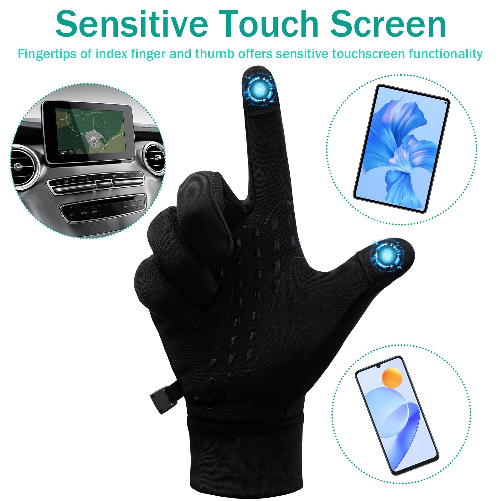 Guantes de correr para hombres y mujeres, guantes de invierno para pantalla táctil, ligeros, delgados, guantes térmicos para ciclismo, conducción