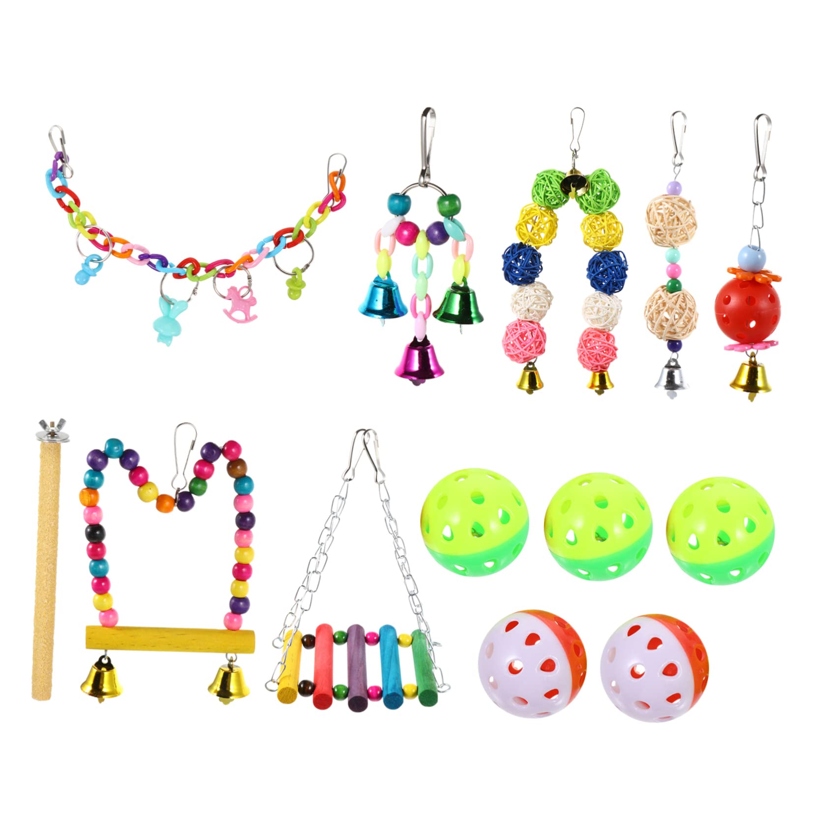 Vogelspielzeug Für Nymphensittiche 13-in-1-haustierspielzeug-set Zum Aufhängen Im Papageienkäfig Kauspielzeug Sichere Holzmaterialien Zufällige Farbe