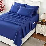 Lane Linen Double Bed Sheets 6pc Set 24" Deep Pocket - White | Cooling Sheets, 2 Bonus Pillowcases, Double Brushed Microfiber, OEKO-TEX Certified, Wrinkle Free