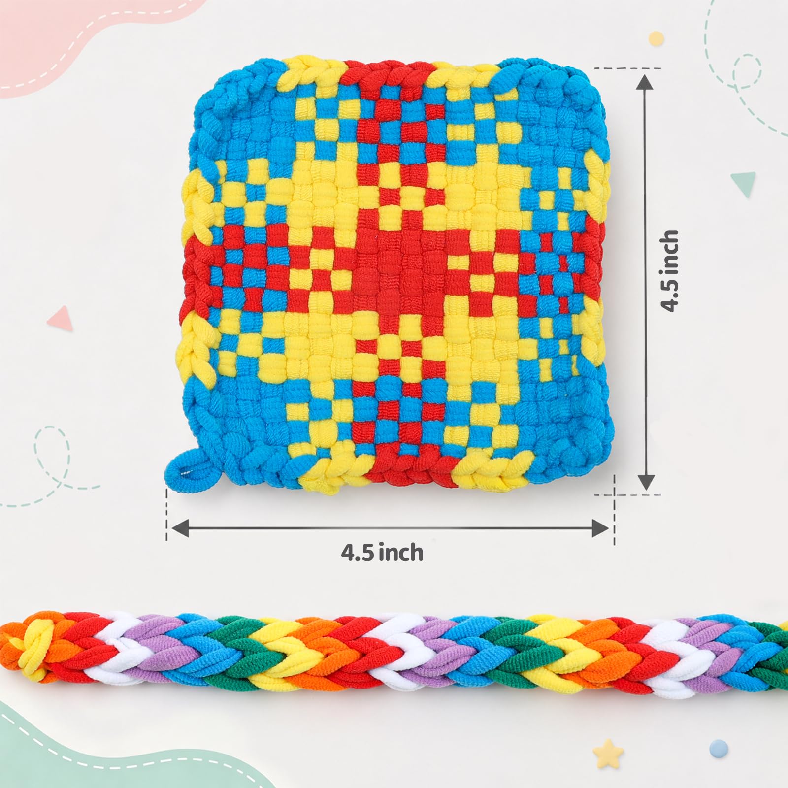 MORWANT Kit telaio per tessitura per bambini dai 6 ai 12 anni, set di presine per principianti | Tessitura delle dita, da presina a mini sacchetti, 224 anelli morbidi, telaio robusto, regalo di compleanno per ragazze