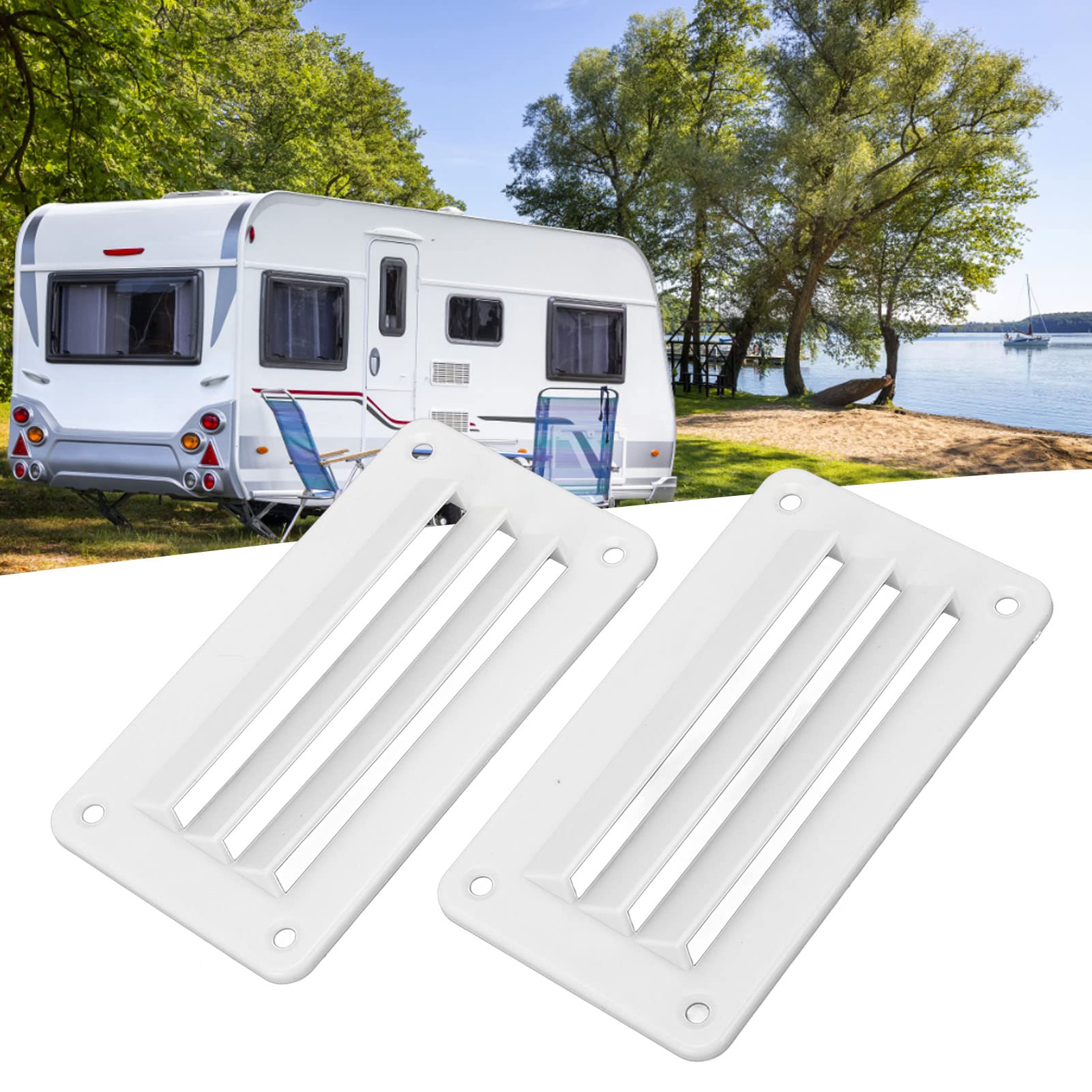 Presa D'aria per Camper, 2 Pezzi Presa D'aria per Presa D'aria per Bagno Professionale Ufficio Presa D'aria Griglia per Barca Yacht Casa (Bianco)