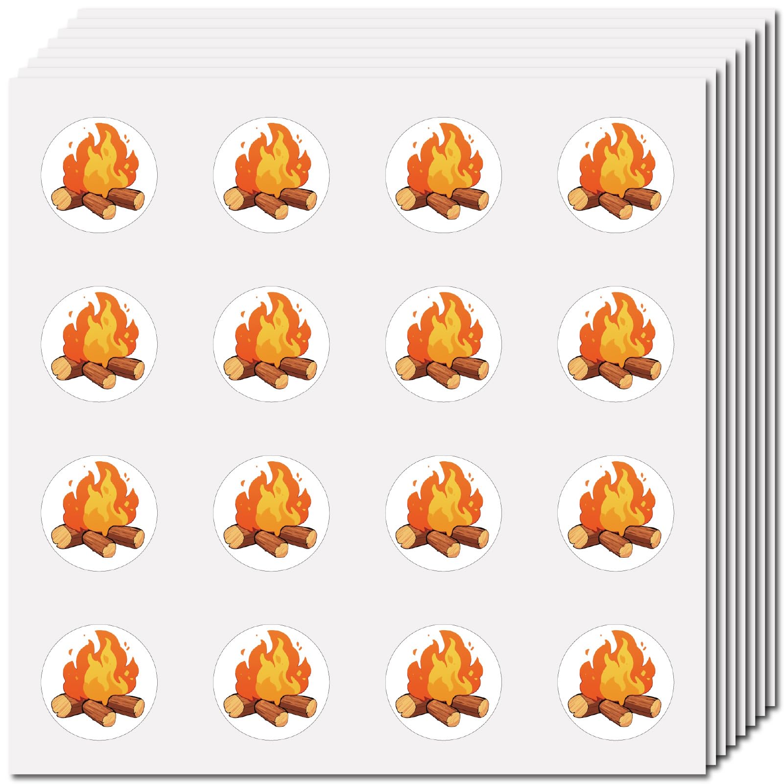 CREATCABIN 128Pcs Bonfire Decal Fire Scrapbook Stickers Plastic Waterproof Self Adhesive Orange Round Flame Decoration Journal Labels Sticker for Envelopes Guitar Art Craft Supplies 2.5 x 2.5cm