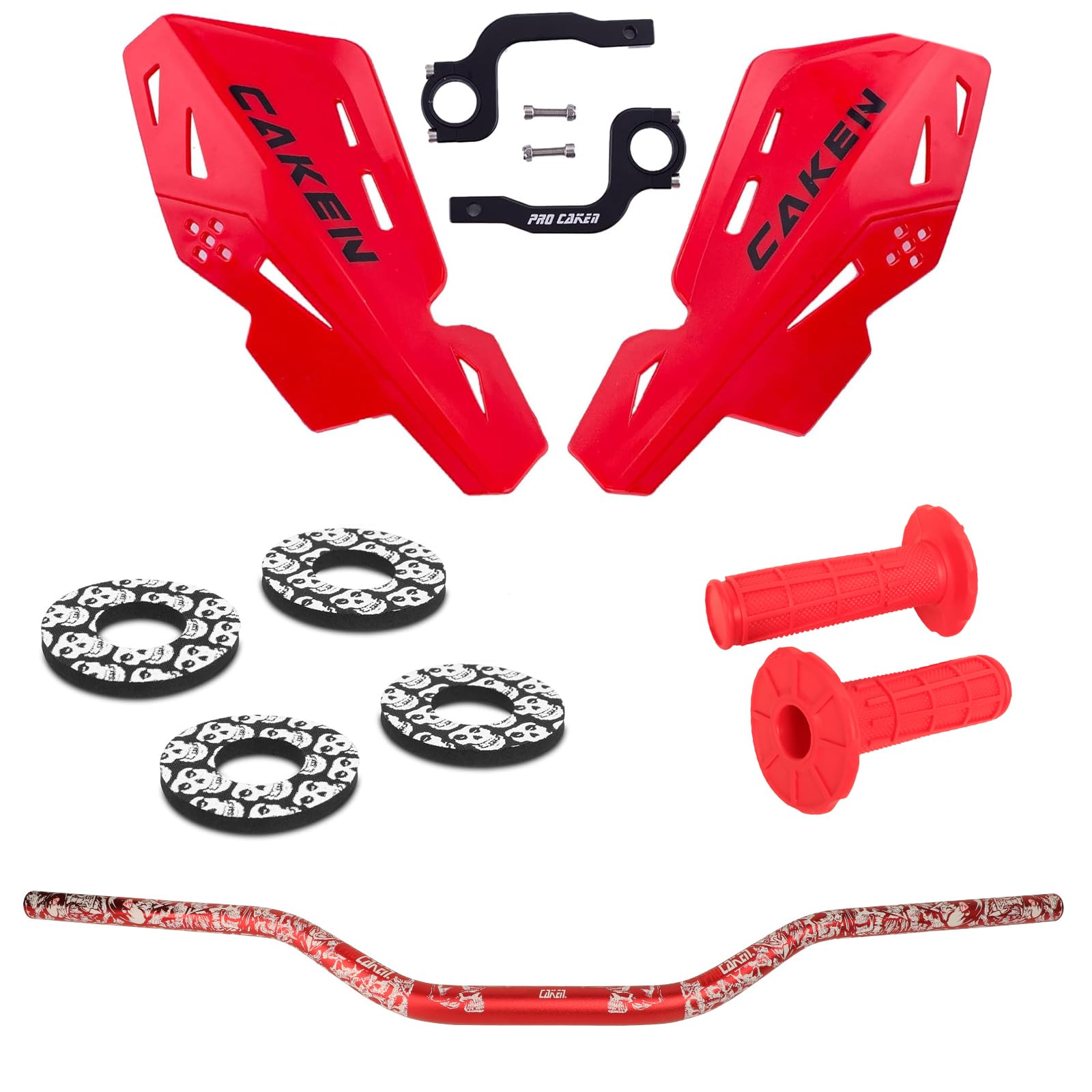 PRO CAKEN Universal 1 1/8" 28mm Handle Bar with Hand Guards CNC Bracket kit for Dirt Bike Motocross ATV Scooter for CRF KLX KX LTR TRX SX SXF EXC XCW
