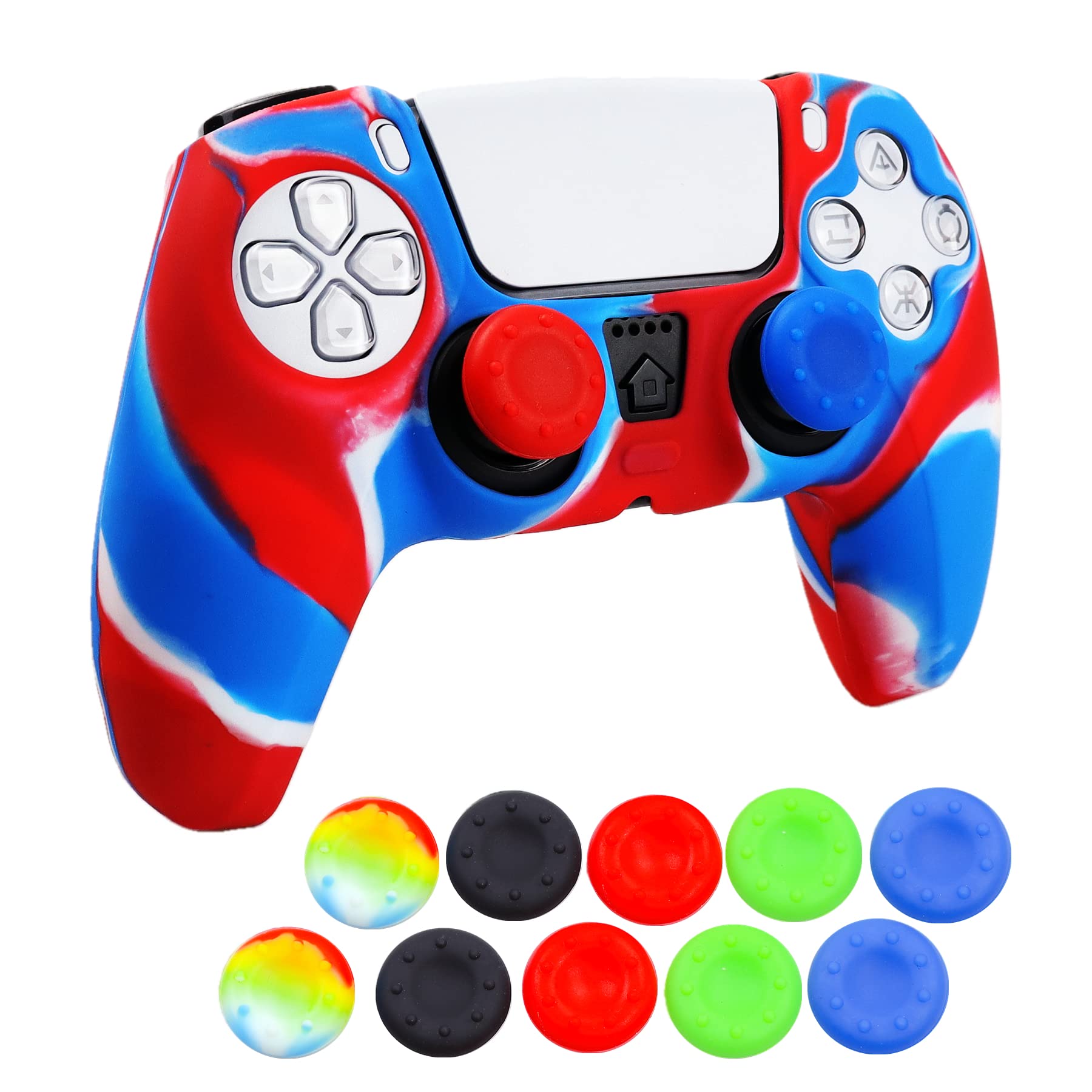 Silicone Skin for PS5, Anti-Slip Shell Cover Case with 10 Joystick Grips for PlayStation 5 Controller