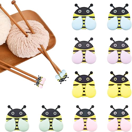 Paquete de 10 tapones de aguja de protección de punta de abeja, herramientas de tejer, accesorios para tejer