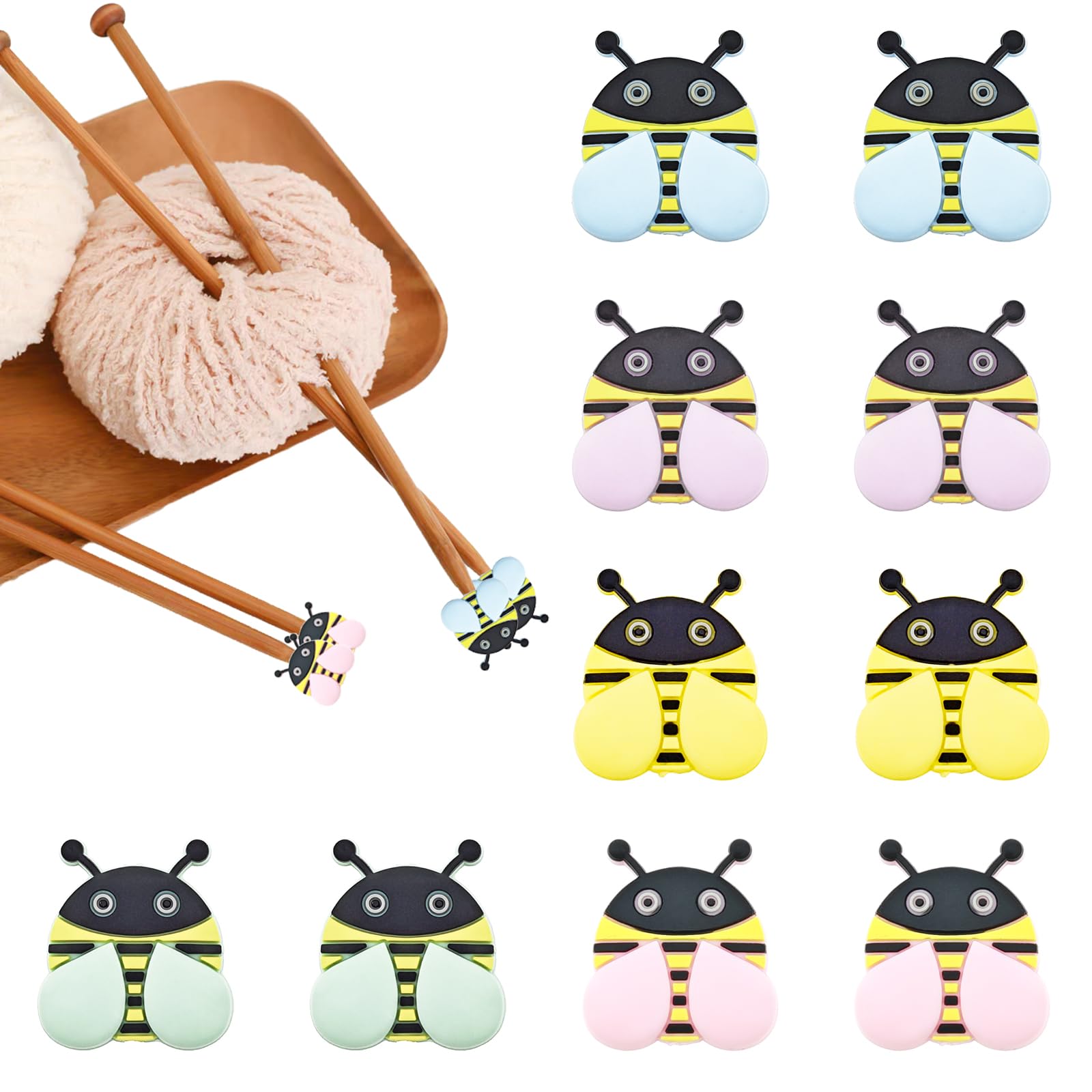 10 Pack Cute Little Bee Needle Point Protection Needle Stoppers Knitting Tools Knitting Supplies Accessories