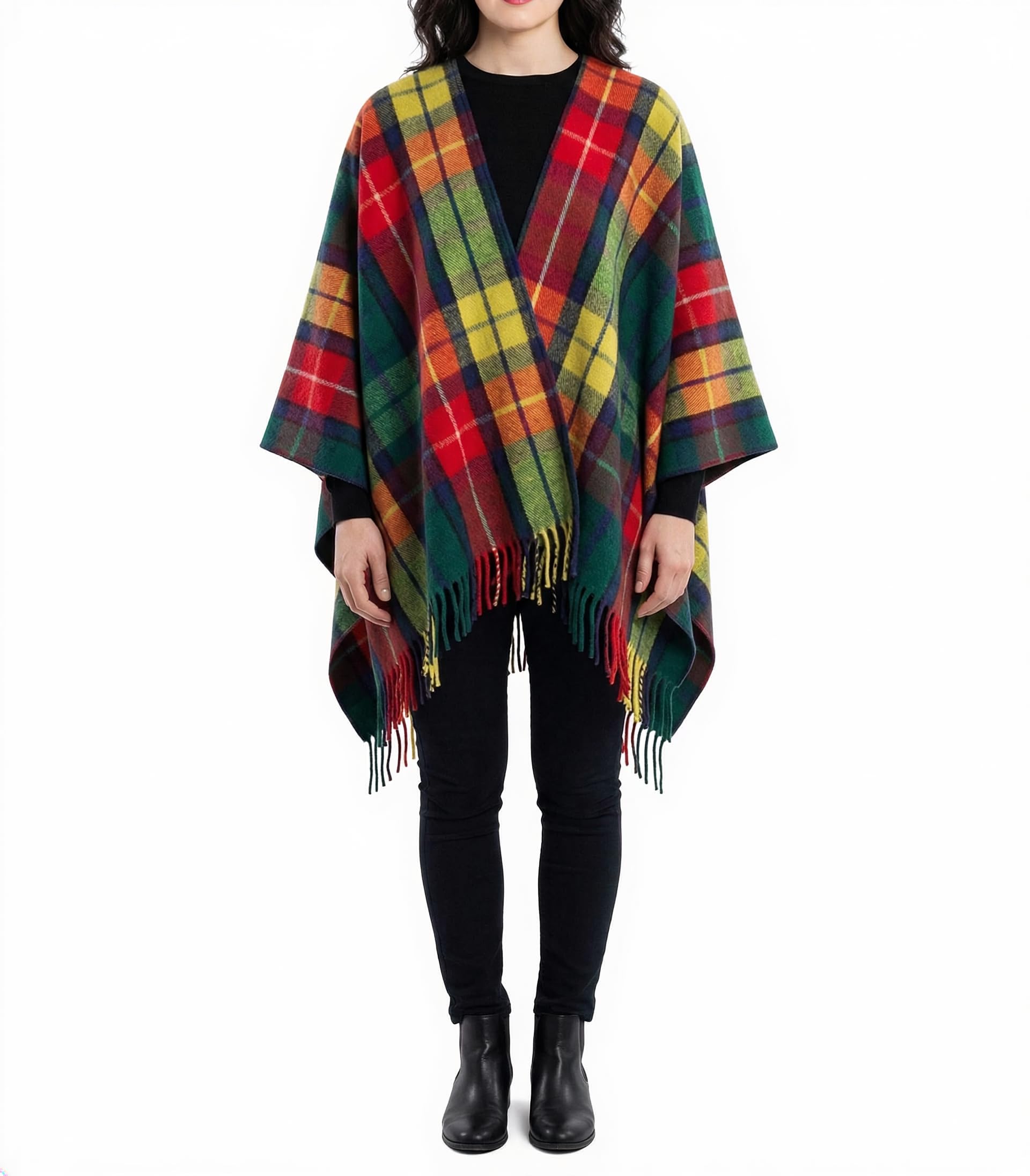 Tartan Tweeds Unisex Buchanan Modern Merino Wool Tartan Cape, One Size (Uk, Alpha, One Size, Regular, Regular, )