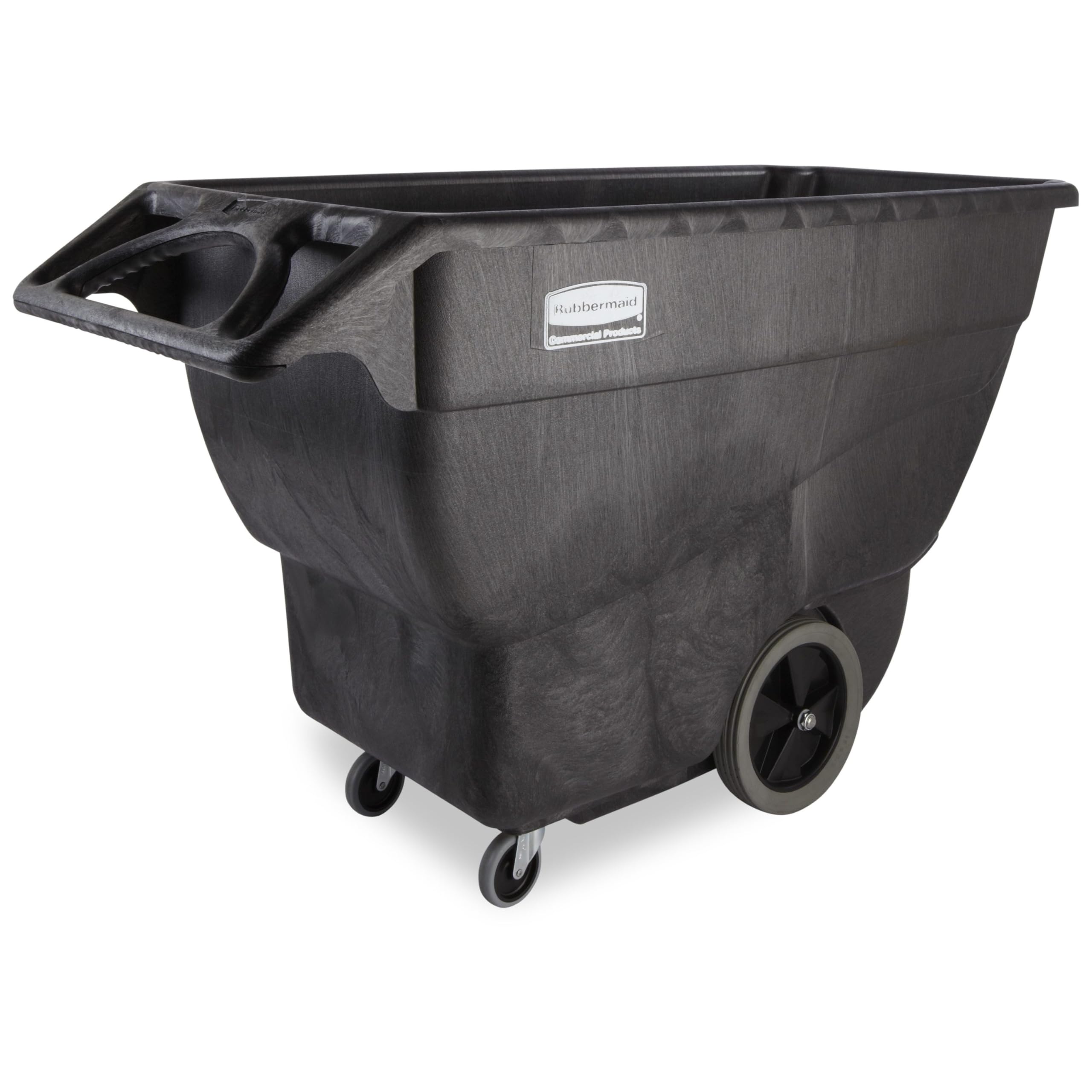 Photo 1 of Rubbermaid Commercial Products Tilt Dump Truck/Trash Cart/Garbage Collection, 600 lbs 3/4 Cubic Yard Heavy Load Capacity with Wheels, Trash Recycling Cart, Black, Office/Warehouse/Facility Management