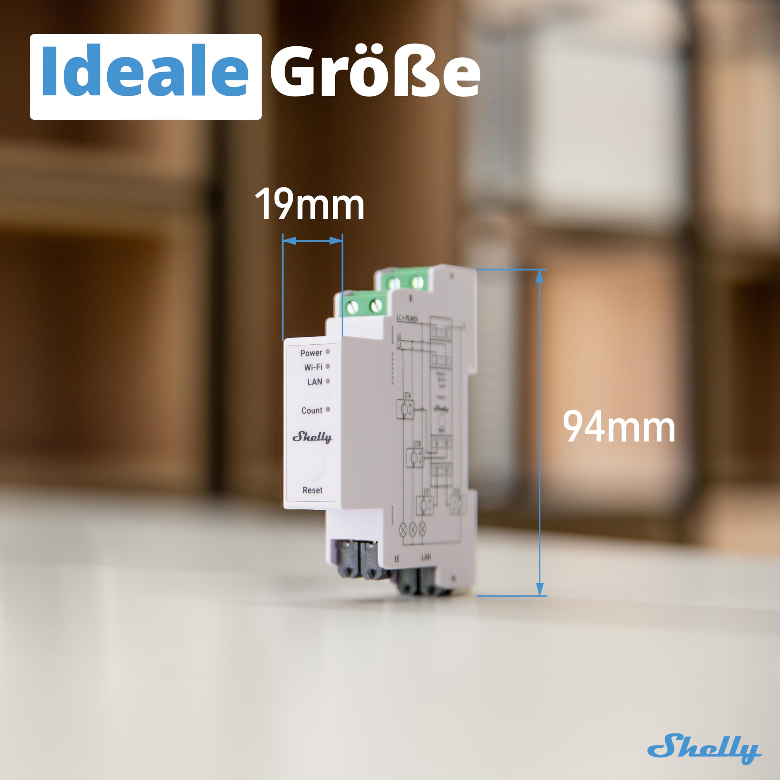 Shelly Pro 3EM (120A) - WLAN & LAN Dreiphasiger Smart Energiezähler, 3x 120A Stromwandler Inklusive, 1% Genauigkeit, Solar, 60-Tage Datenspeicher, Verbrauchsmessung, Hutschiene, Heimautomatisierung