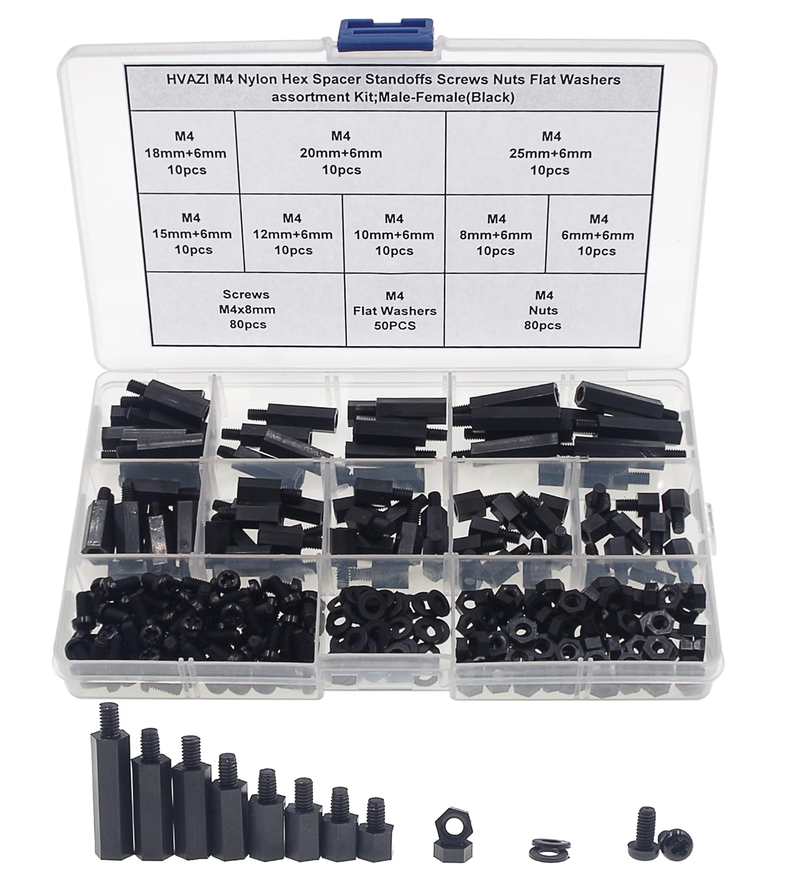 M2.5 Nylon Standoffs - 240 Piece Assortment Kit -10