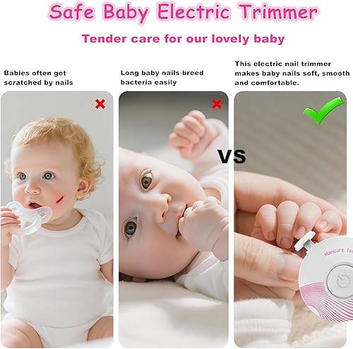 Miniatura 8 de Cortador de uñas eléctrico para bebé, lima de uñas para bebé, con 6 cabezales de molienda, kit de cuidado de uñas seguro y silencioso para recién