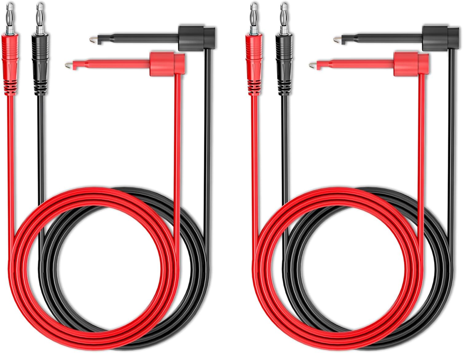 4PCS 4mm Banana Plug to Test Hook Clips Test Leads Copper Soft Cable Wires 3.3ft/1m for Multimeter Electrical Testing 500V 5A