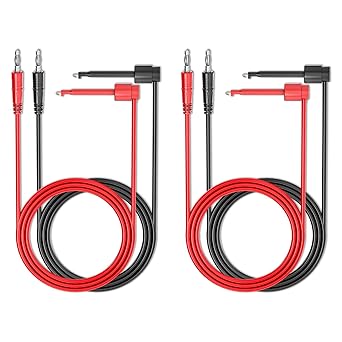 Goupchn 4PCS 4mm Banana Plug to Test Hook Clips Test Leads Copper Soft Cable Wires for Multimeter Electrical Testing 500V 5A