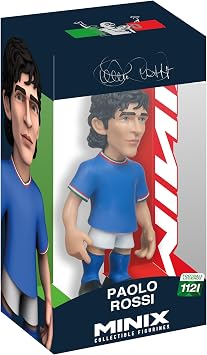 MINIX COLLECTIBLE FIGURINES Paolo Rossi Italy National Team Official Licensed 12cm Football Stars Model Detailed Azzurri Player Figure Soccer Gift for Fans & Collectors
