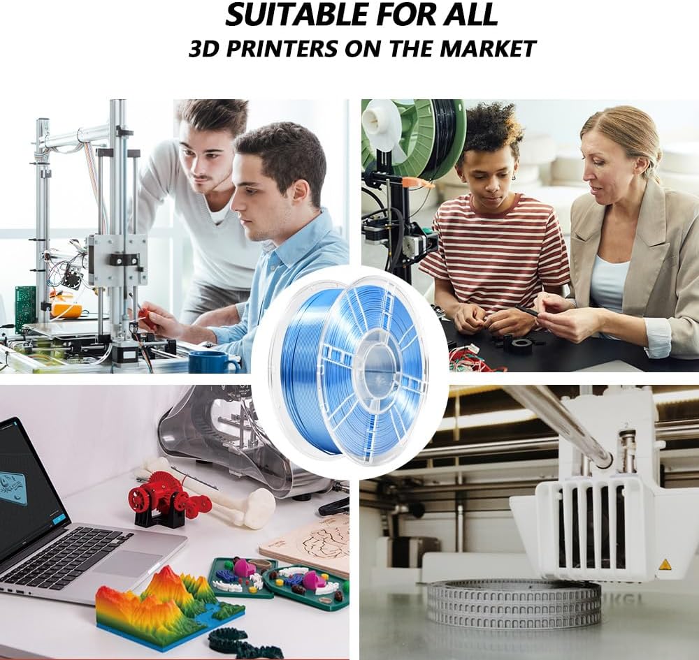 iBOSS Dual Silk Metallic Blue Silver Shiny PLA+ Filament, 1KG 3D Printing Material with 1.75mm High Diameter Accuracy+/-0.02mm, Neatly Wound Silk PLA Plus Widely Support for FDM 3D Printers