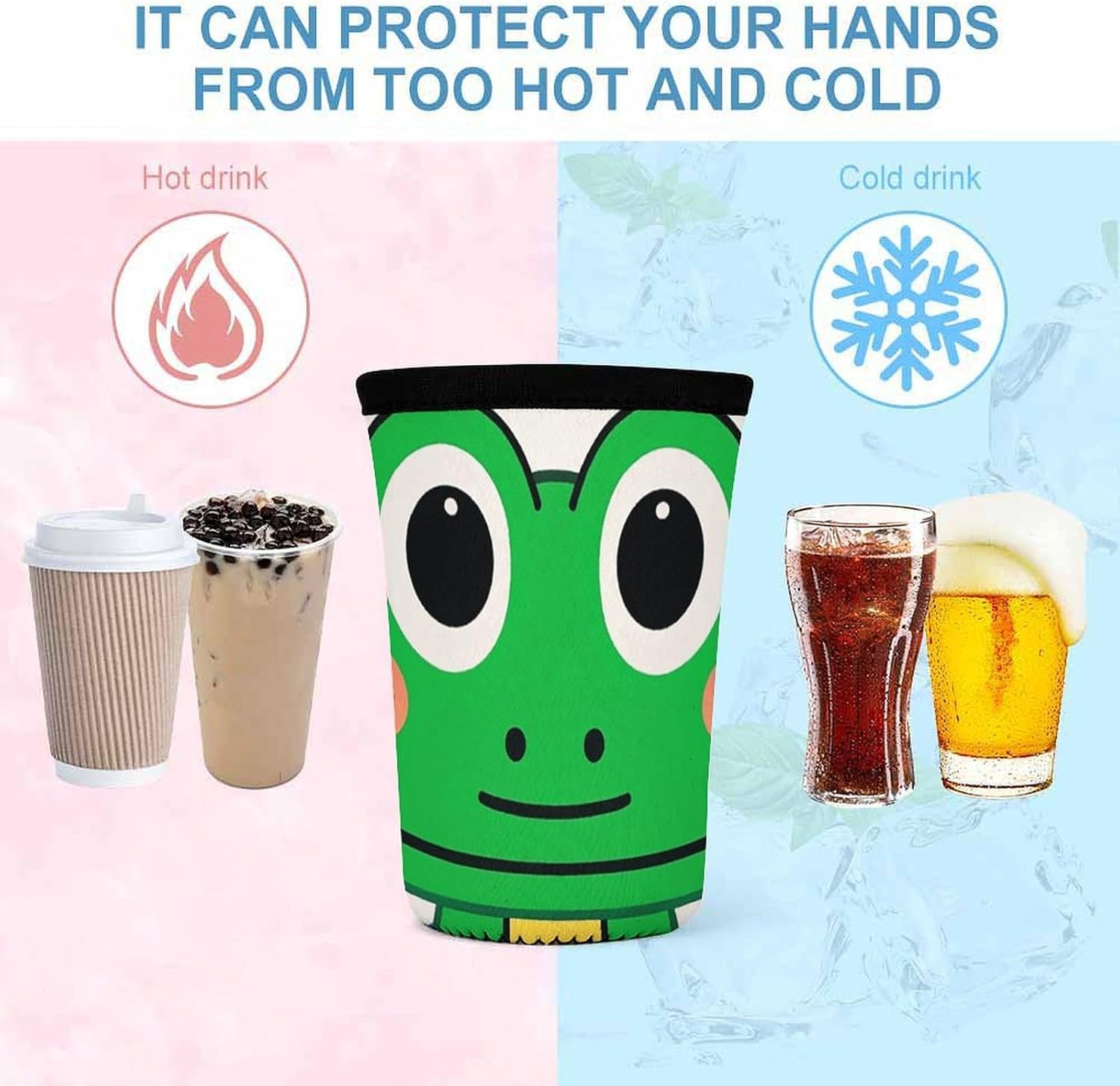 3 Pack Neoprene Cup Sleeves, Stretchy Reusable Drink Cup Cover Universal