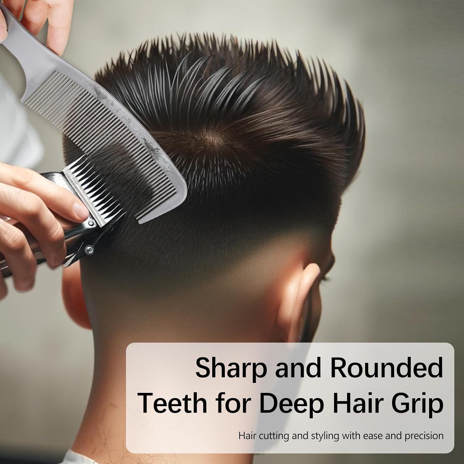 3-Piece Curved Barber Clipper Comb Set in Black, White, Grey: Perfect for Professional Haircuts and Styling, Ergonomic Flat Top Design