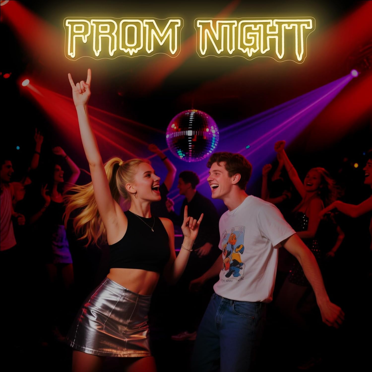 Prom Night Neon Sign LED Light Up Warm White Wall Decor 38.5x7.52inch for Backdrop Class of 2025 Graduation Ceremony Birthday Wedding Party Bar Gifts Decoration