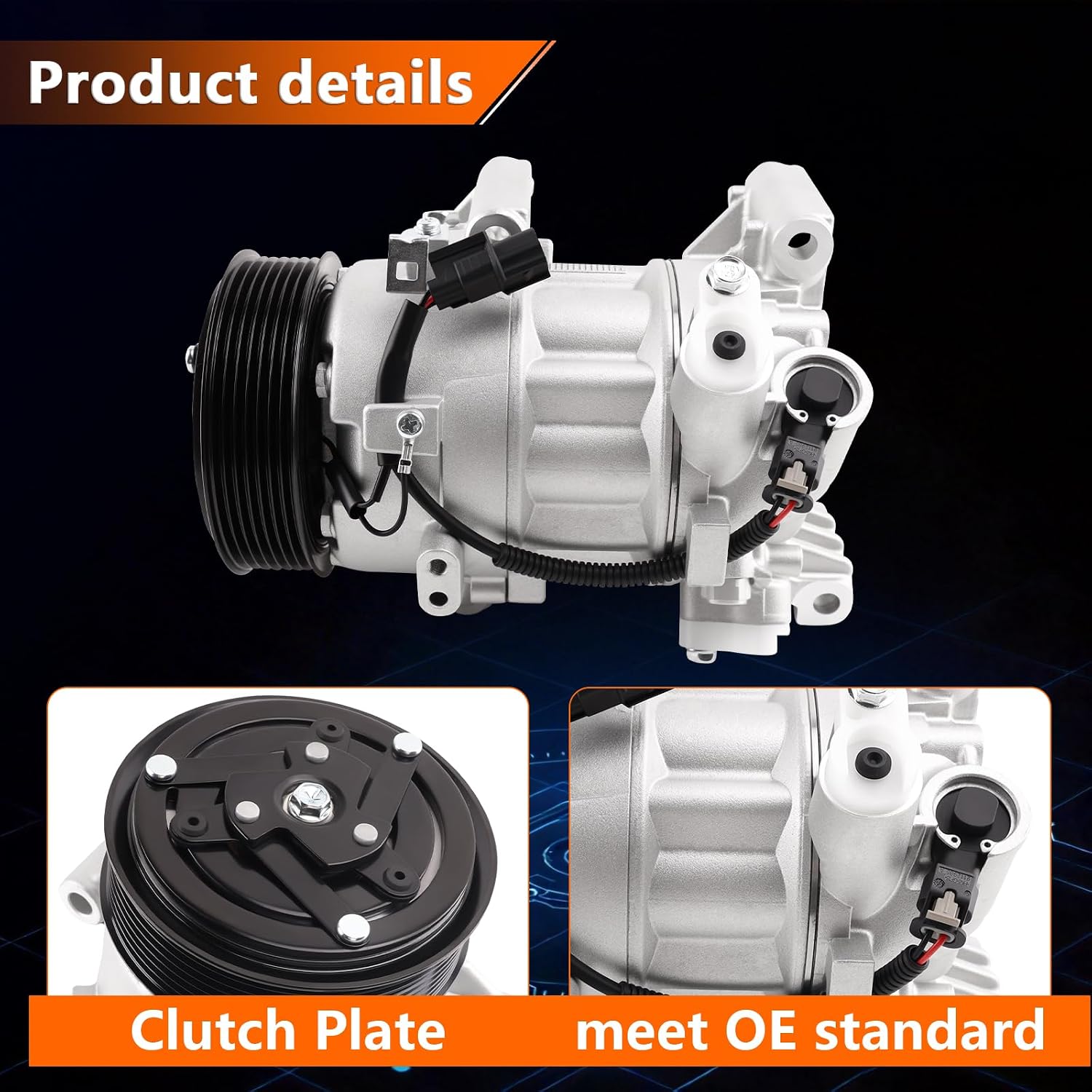 Air Conditioner AC Compressor with A/C Clutch Compatible with 2017-2022 CR-V (1.5L Only) & 2016-2021 Civic (1.5L Only), Replace 388105AAA01 388105AAA02 388105AAA03