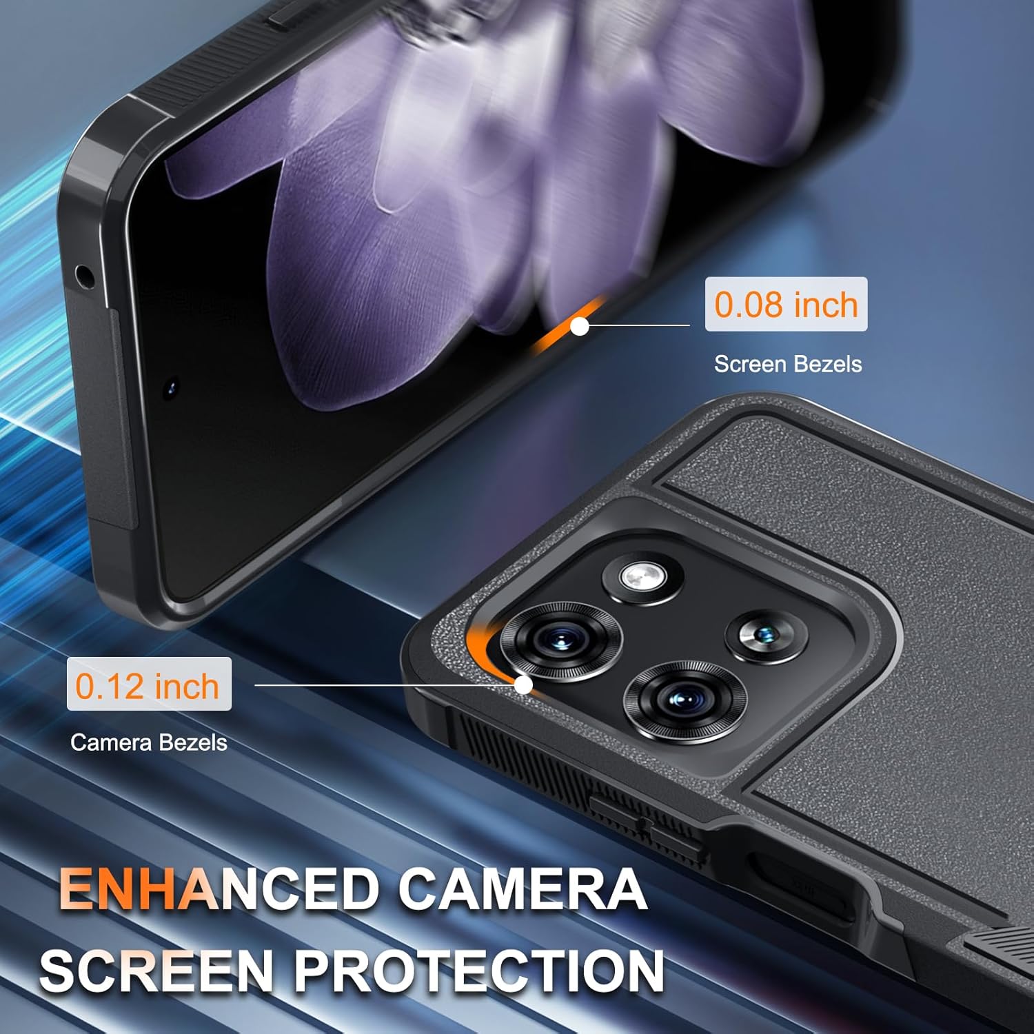 RMOCR for Moto G 5G 2025 Case, Full Body Heavy Duty Rugged Shockproof Protective Phone Cover with Lanyard Strap, Tempered Glass Screen Protector, Black Matte - Image 7