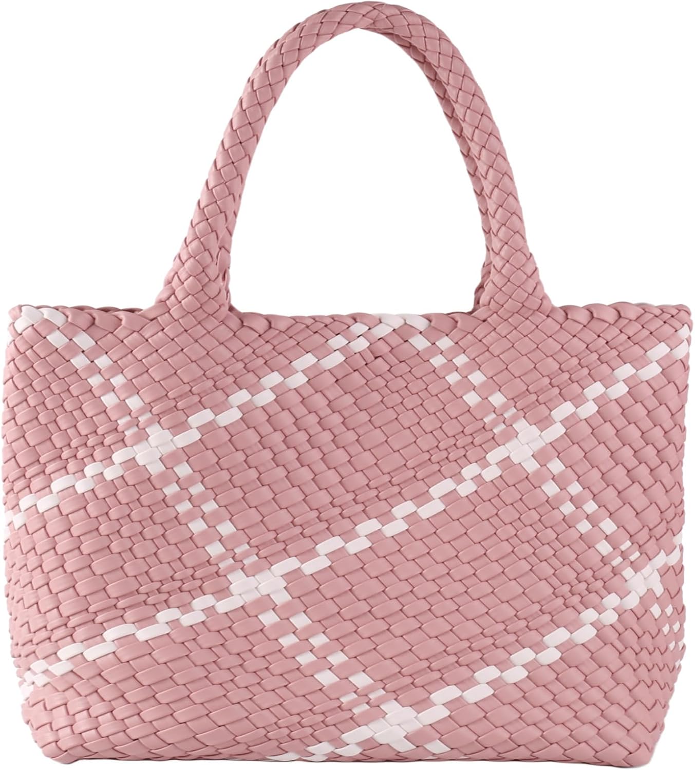 Woven Tote Bag for Women with Purse, Vegan Leather Handwoven Top Handle Handbag for Travel, Work, Gym