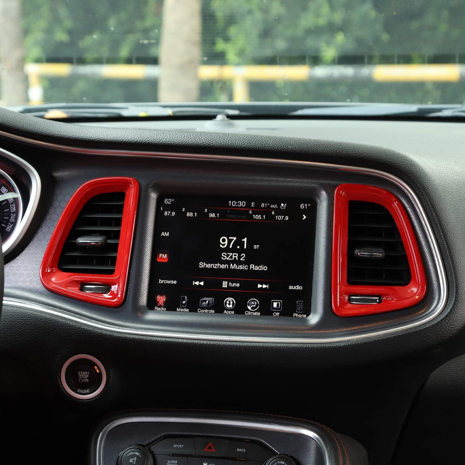 JeCar Center Console Air Condition Outlet Vent Trim Interior Accessories Compatible with Dodge Challenger 2015-2023, Red
