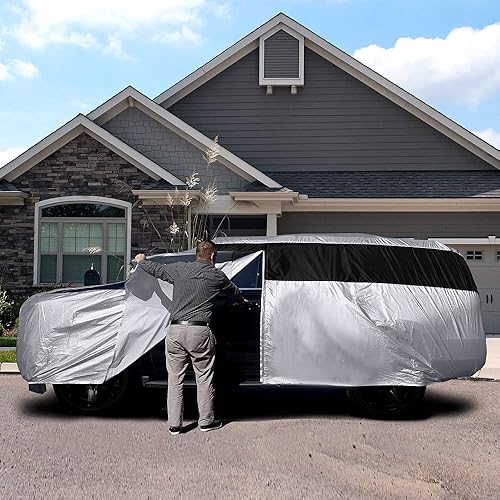 Miniatura 9 de Titan - Funda ligera de polietileno 210T para SUV grandes de 207-212 pulgadas, impermeable, protección UV, resistente a los arañazos, apertura con