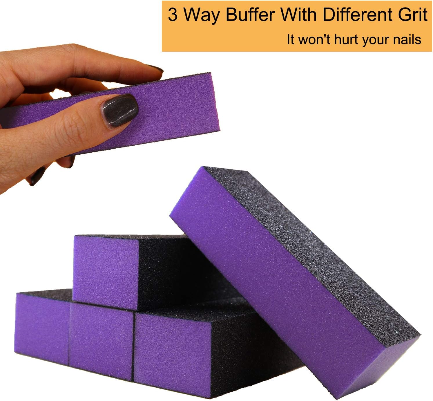 15 PCS Nail Files and Sanding Buffers Set - Sanluba Professional Manicure Tool 100 180 Grit Emery Boards 3 Sided Coarse Buffing Block 60/80 for Gel Acrylic Nails for Natural Nail Purple : Beauty & Personal Care