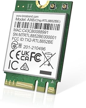 BrosTrend WiFi 6 WiFi Card for Laptop, Dual Band 1800Mbps M.2 Wireless Card with Bluetooth 5.2, WPA3 MU-MIMO Internal Computer Networking Card for Windows 10/11 64bit, M.2/NGFF, Lifetime Protection.
