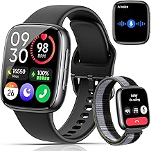 Smart Watches for Men Women (2 Bands), 1.85" AMOLED Smart Watch for iPhone & Android Phones, Heart Rate/ SpO2/ Sleep Monitor, 3ATM Waterproof, Calls & Messages, 120+ Sports Modes Fitness Tracker Watch